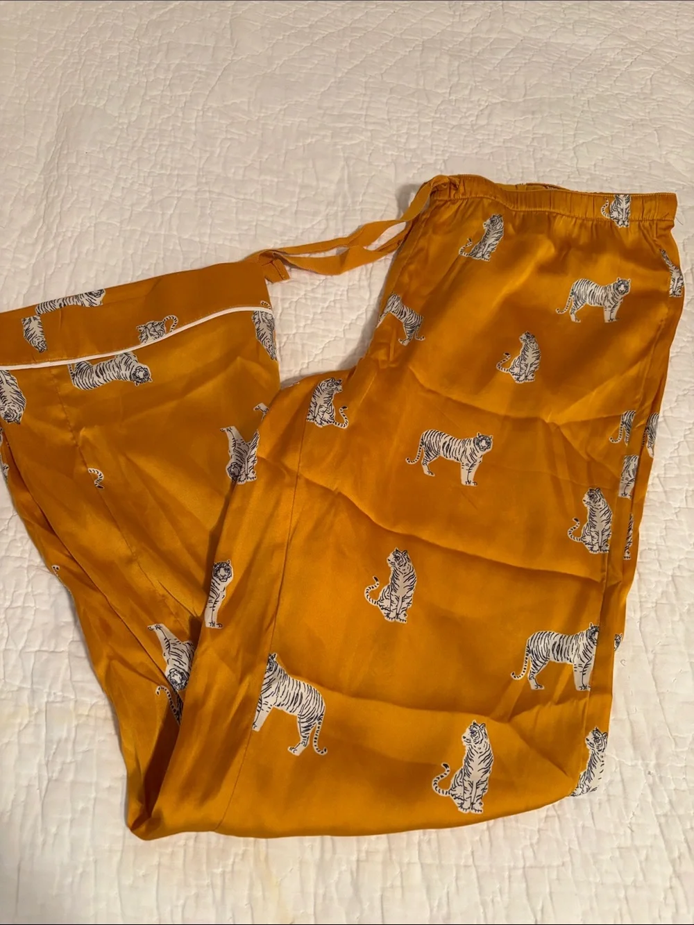 LOFT Mustard Tiger Print Satin Pajama Pants‎